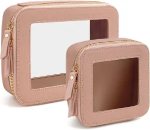 Clear Makeup Bag Set, TSA Approved Clear Toiletry Bag Large Waterproof Travel Makeup Bags with Zipper Clear Cosmetic Bag Small Clear Makeup Case Organizer Mini Make Up Pouch for Purse Car Organizer