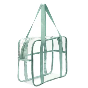 Clear Tote Bag Cosmetic Bag Transparent Makeup Toiletry Lightweight Waterproof Organizer Beach Bag Green