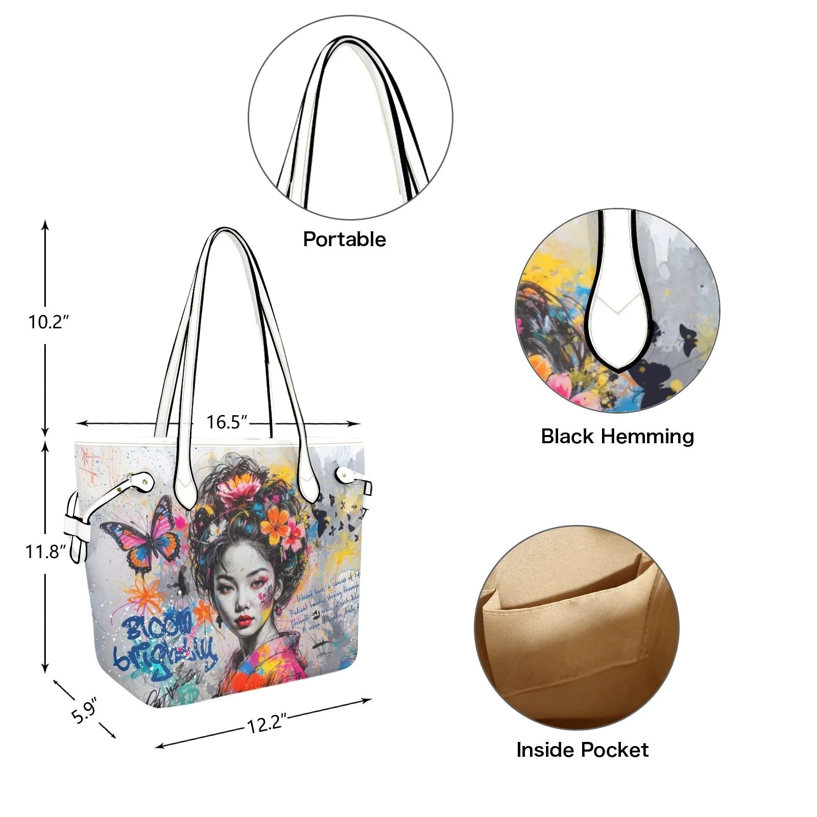 Clover Artistic  PU Leather Tote Bag