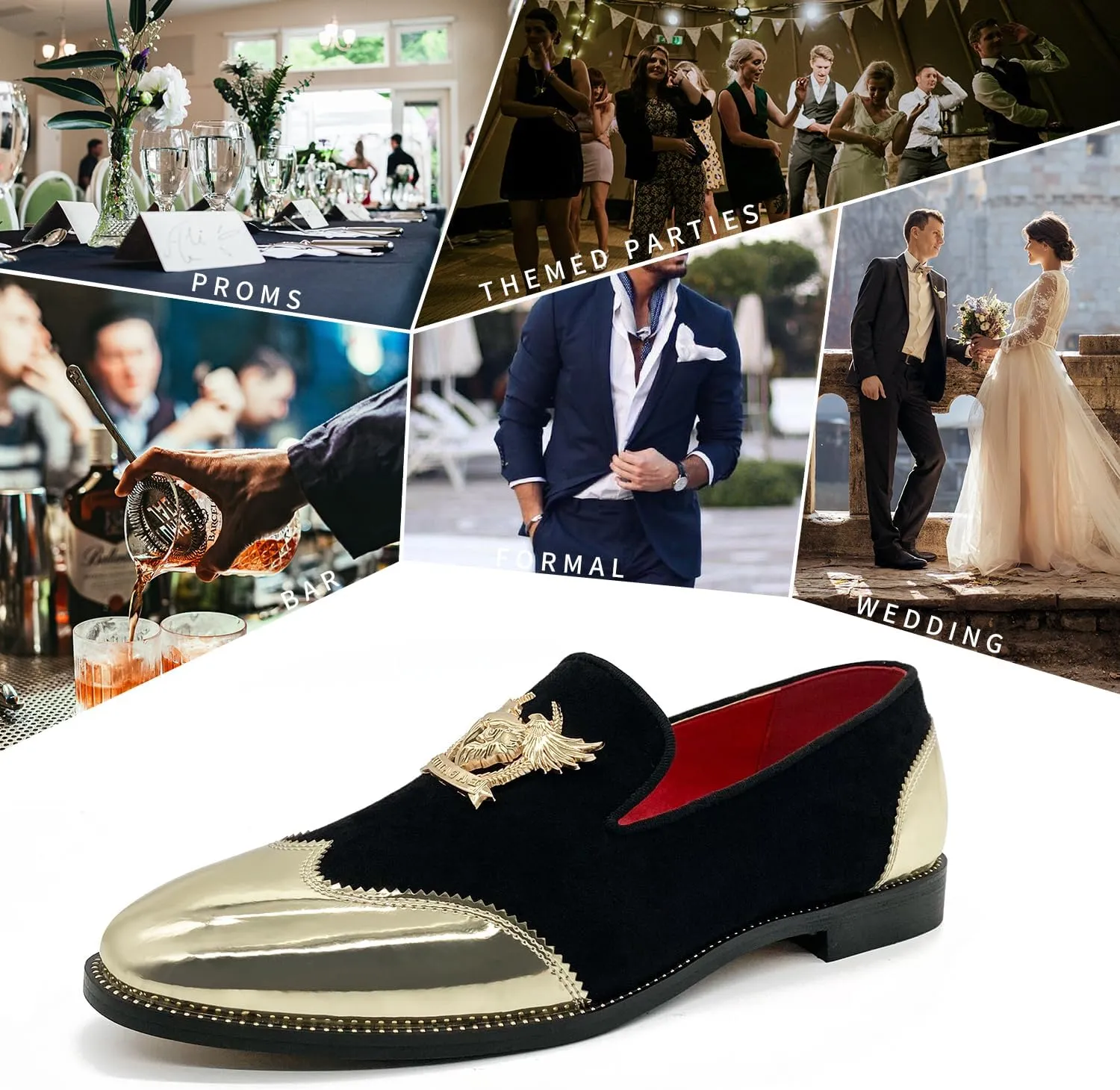 CMM Men's Glitter Loafers Shiny Slip On Dress Shoes Luxury Sparkling Studded Loafers