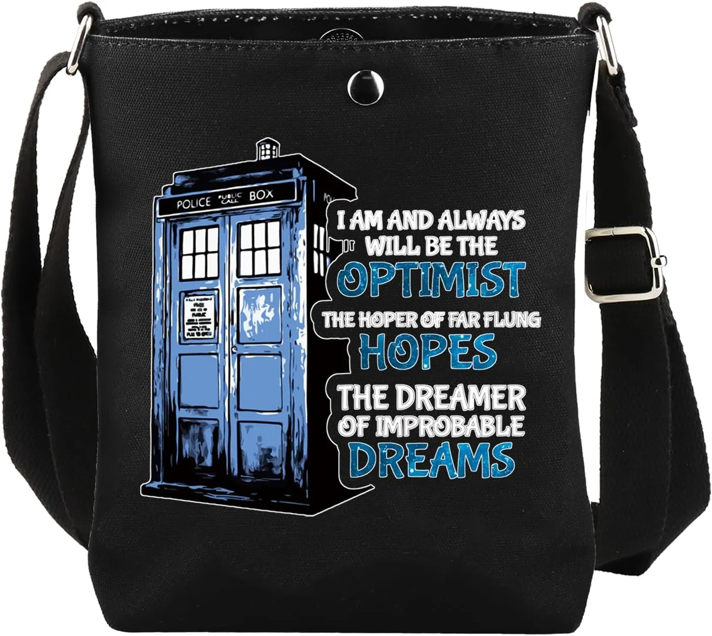 CMNIM Doctor TV Show Dr Who Crossbody Bag Doctor Movie Lover Gift Police Blue Box Theme Shoulder Bag for Fans Strap