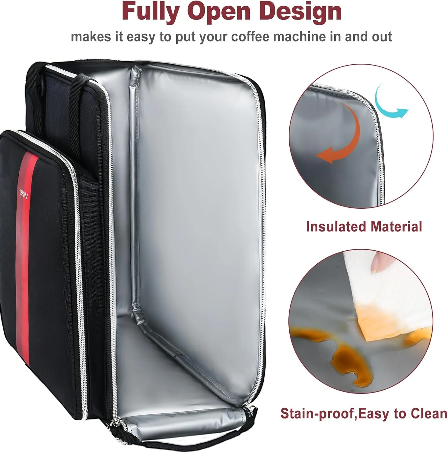 Coffee Maker Travel Bag Compatible with Keurig K-Mini,Single Serve Coffee Brewer Carrying Case Compatible for K-Mini Plus with Multiple Pockets for K-Cup Pods(Bag Only)