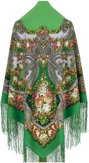 Collectible Exclusive Russian Shawl 100% Wool 58x58 inches Pashmina Scarf 148x148 cm Huge Square Wrap Silk Tassels Fringe Pavlovoposadskiy Platok Heavenly 391-31