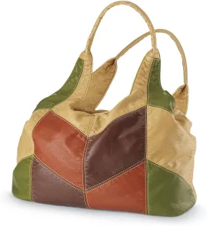 Colorblock Shoulder Bag, Hobo Purse, 3 Zippered Compartments, Lined Interior