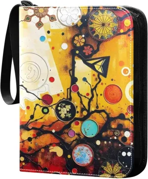 Colorful Abstract Tree Card Binder Trading Cards Holder 4-Pocket，Album Pages Card Display Sleeves Fits 400 Cards Collector Book