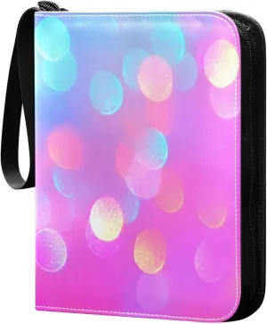 Colorful Background Card Binder Trading Cards Holder 4-Pocket，Album Pages Card Display Sleeves Fits 400 Cards Collector Book