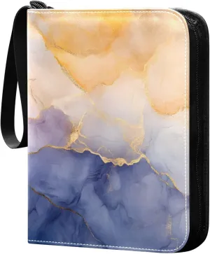 Colorful Marble Texture Card Binder Trading Cards Holder 4-Pocket，Album Pages Card Display Sleeves Fits 400 Cards Collector Book