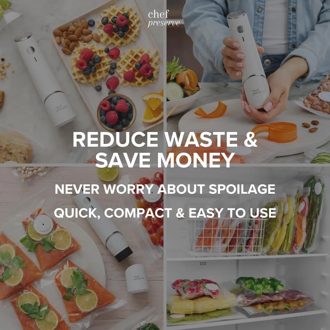 Compact Vacuum Sealer for Food (Vacuum Sealer Machine   10 Reusable Vacuum Bags) Powerful Handheld Vacuum Sealer Machine, Seal Meal Saver, Portable Food Sealer