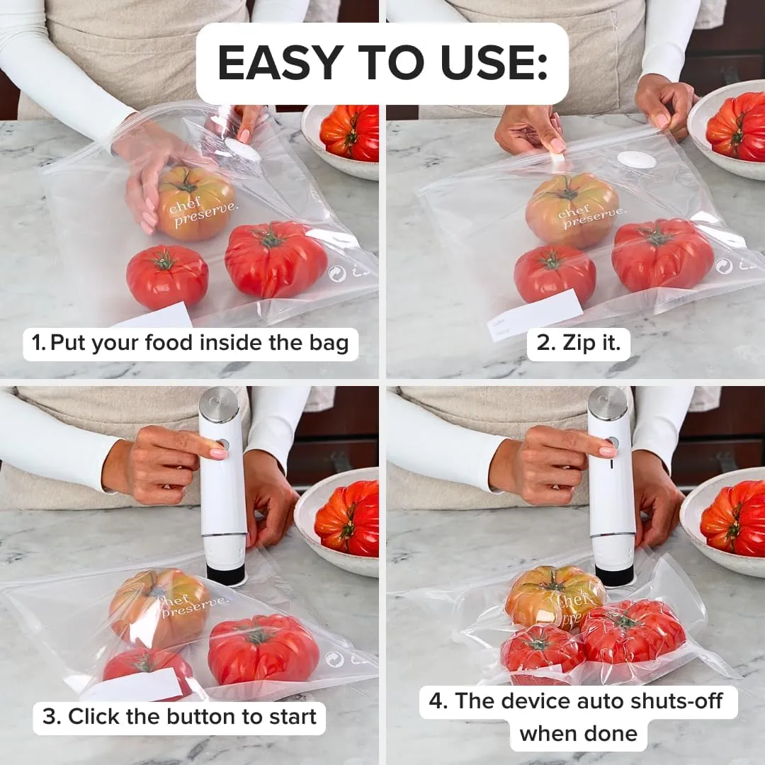 Compact Vacuum Sealer for Food (Vacuum Sealer Machine   10 Reusable Vacuum Bags) Powerful Handheld Vacuum Sealer Machine, Seal Meal Saver, Portable Food Sealer