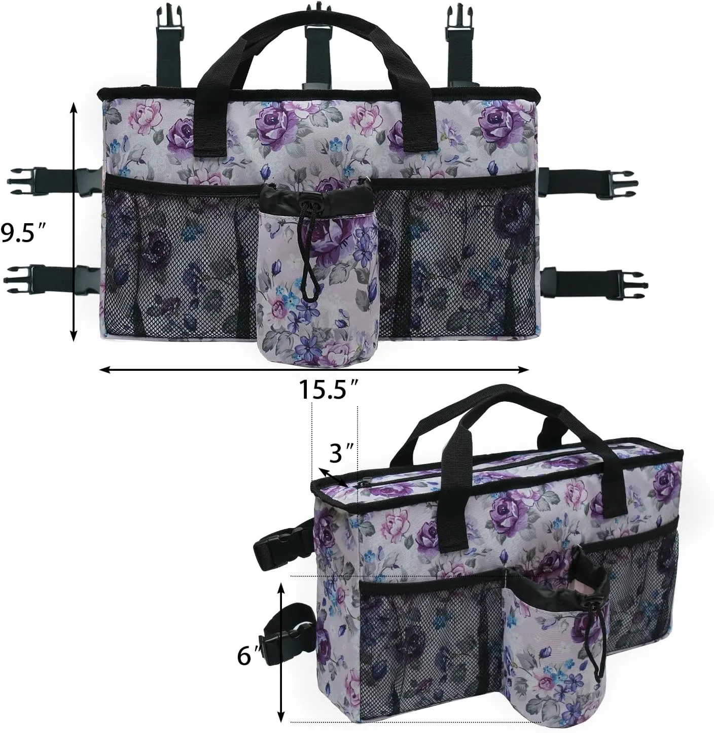 Compact Walker Bag with Pockets, Adjustable Strap, Easy Access Walker Storage Solution