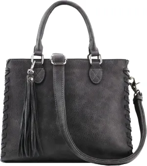 Concealed Carry Purse - Locking Zipper Laced Ann Concealed Weapon Satchel with Universal Holster