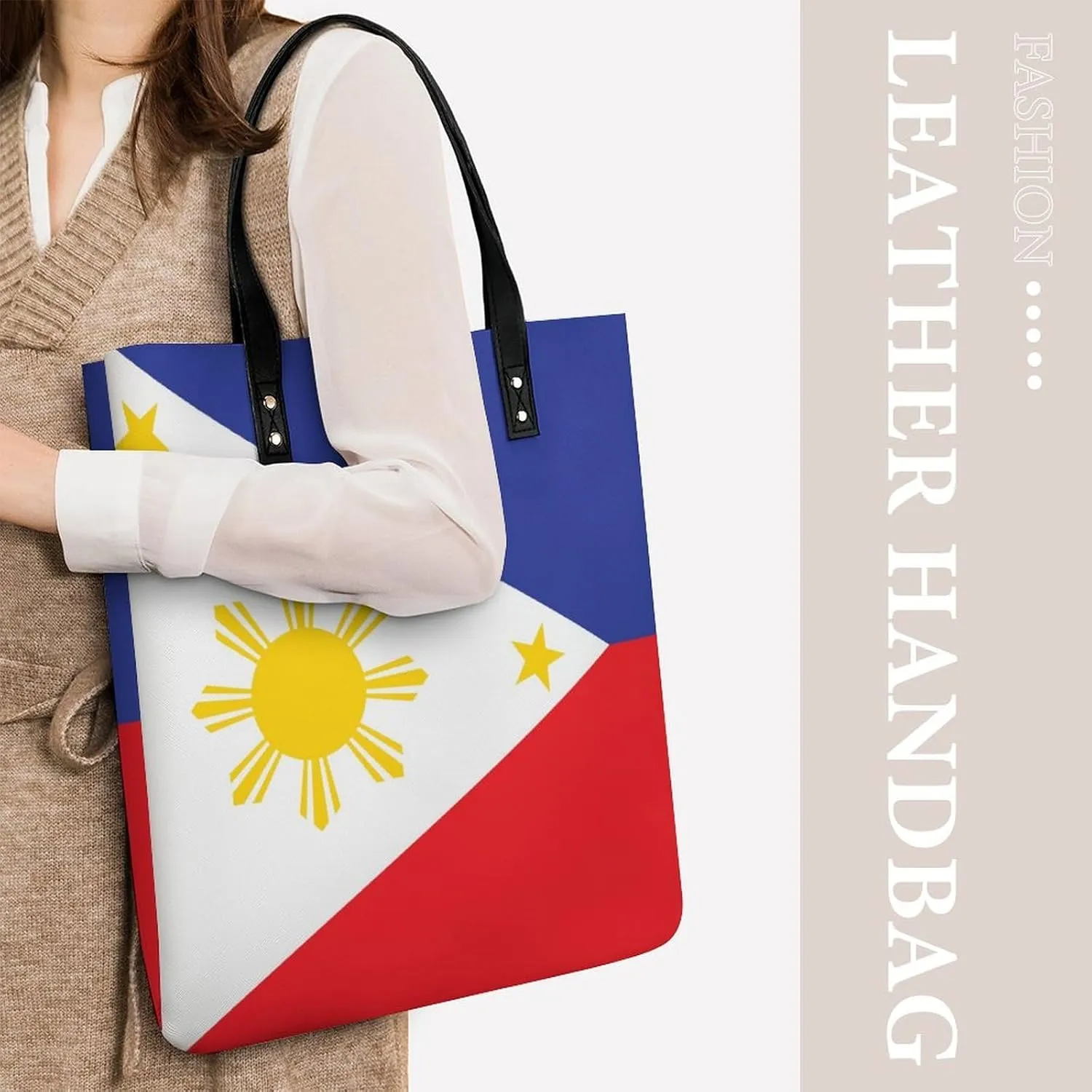 Congo Flag Women's Elegant Shoulder Bag Large Capacity Leather Tote for Casual Outings