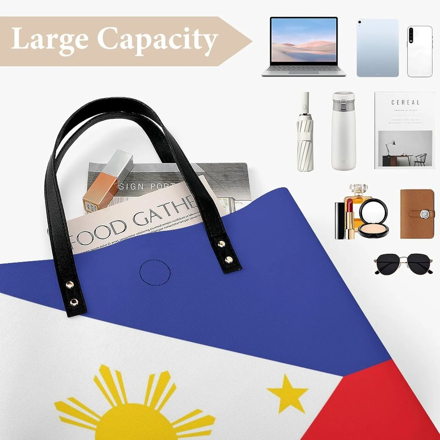 Congo Flag Women's Elegant Shoulder Bag Large Capacity Leather Tote for Casual Outings