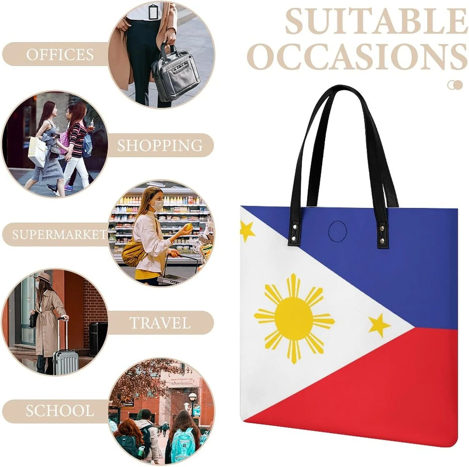 Congo Flag Women's Elegant Shoulder Bag Large Capacity Leather Tote for Casual Outings