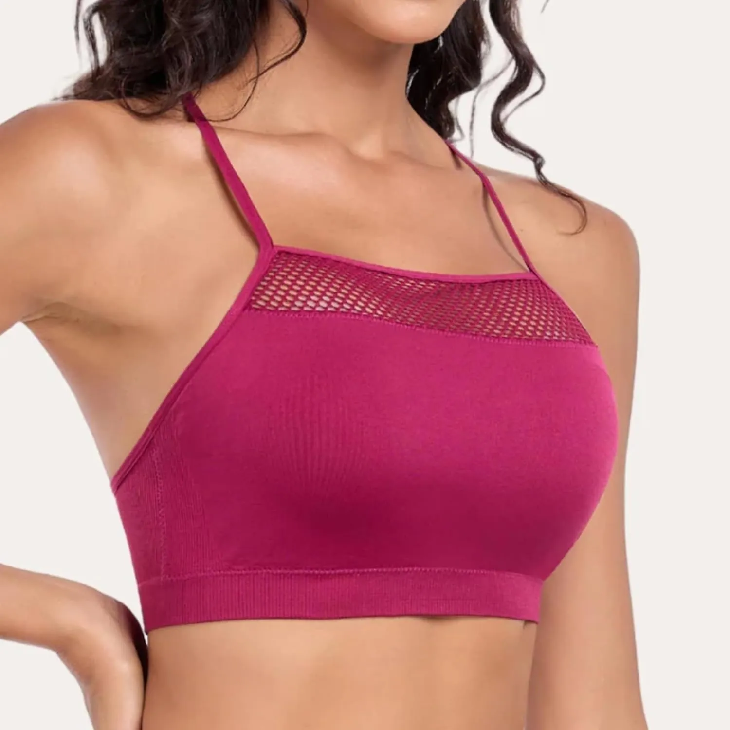 Coobie Women's Wireless Breeze Mesh Comfortable Racerback Bra 9170, No Underwire Seamless Push Up Everyday Bras