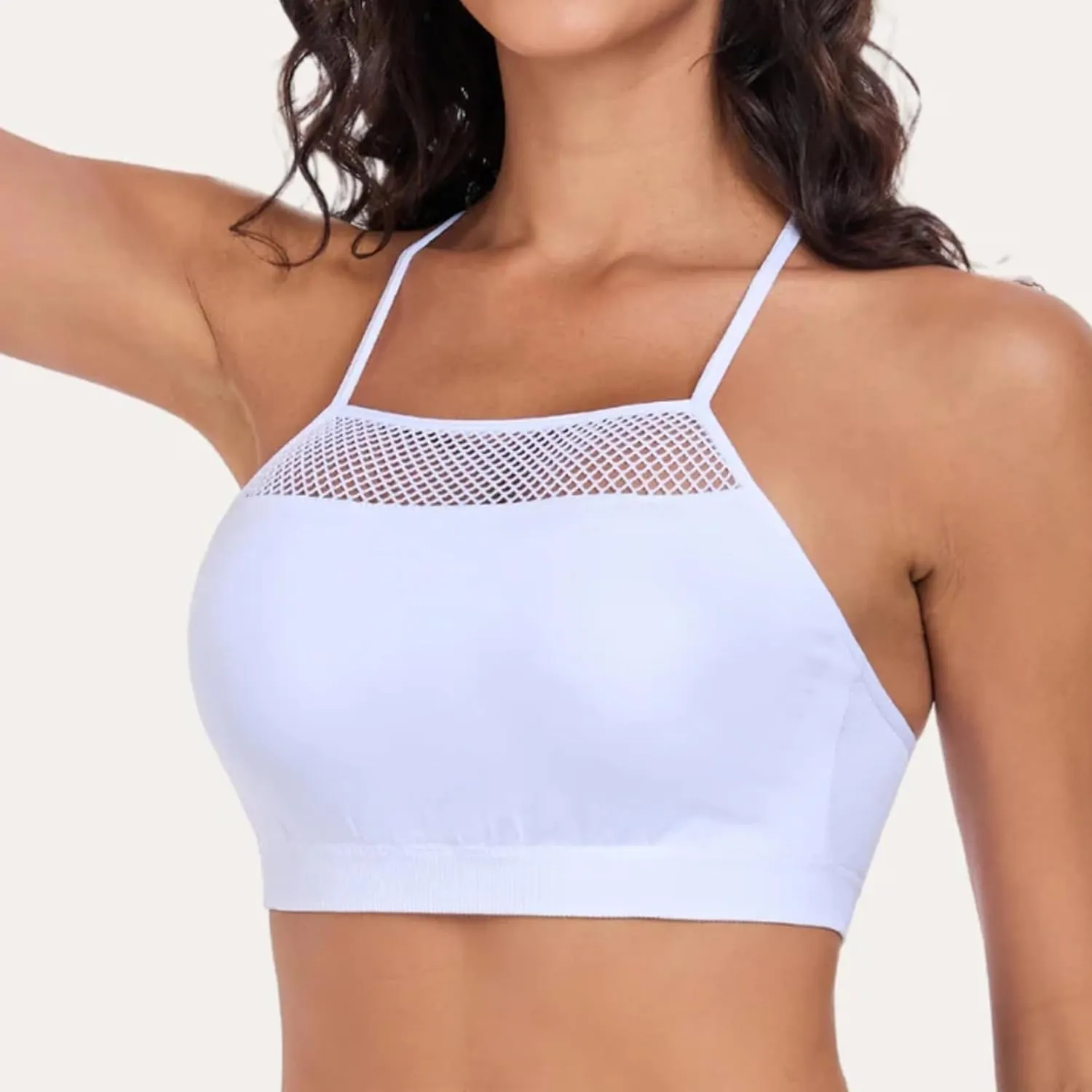 Coobie Women's Wireless Breeze Mesh Comfortable Racerback Bra 9170, No Underwire Seamless Push Up Everyday Bras