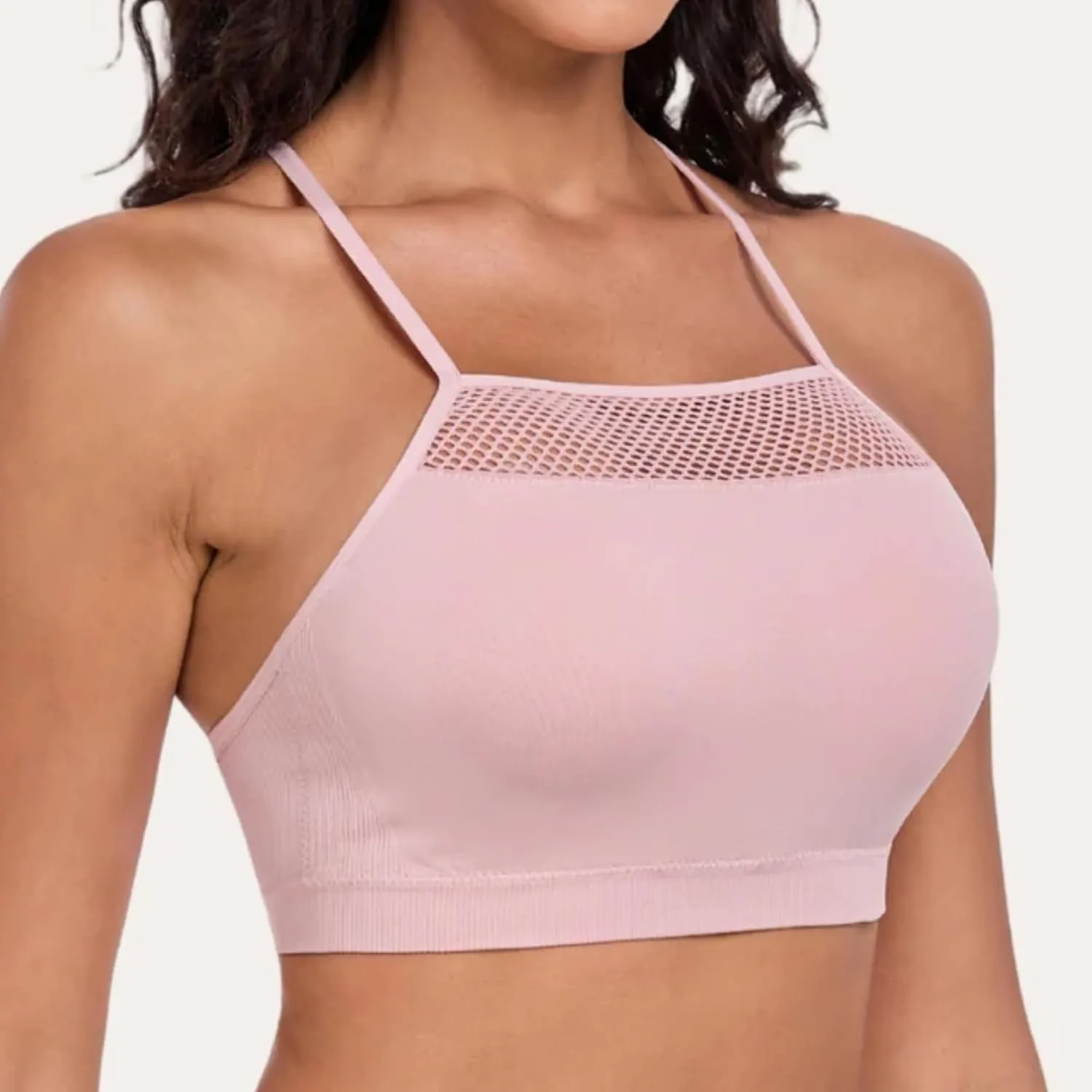 Coobie Women's Wireless Breeze Mesh Comfortable Racerback Bra 9170, No Underwire Seamless Push Up Everyday Bras