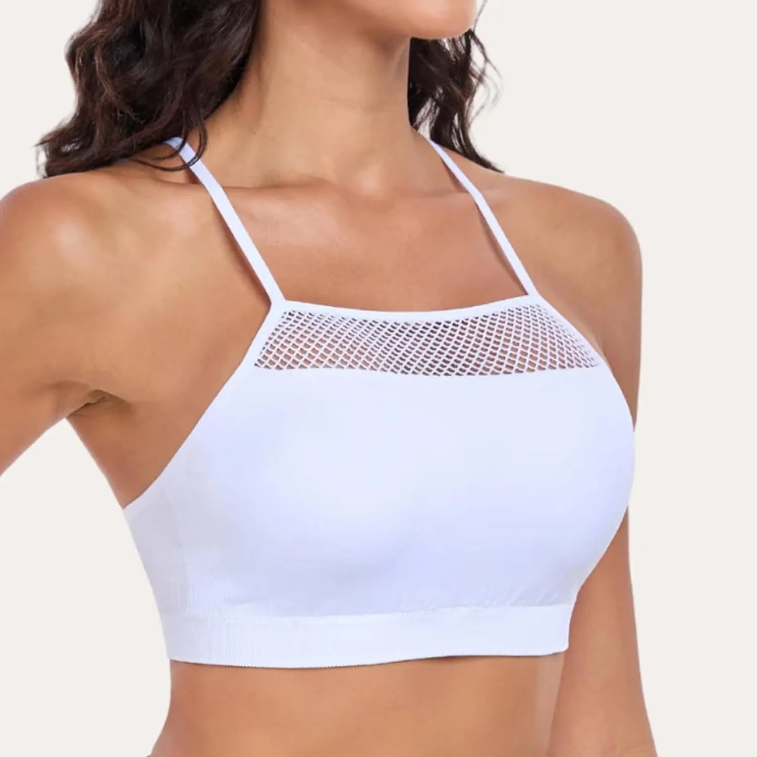 Coobie Women's Wireless Breeze Mesh Comfortable Racerback Bra 9170, No Underwire Seamless Push Up Everyday Bras