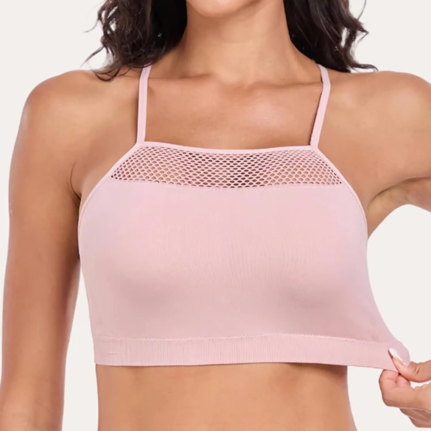 Coobie Women's Wireless Breeze Mesh Comfortable Racerback Bra 9170, No Underwire Seamless Push Up Everyday Bras
