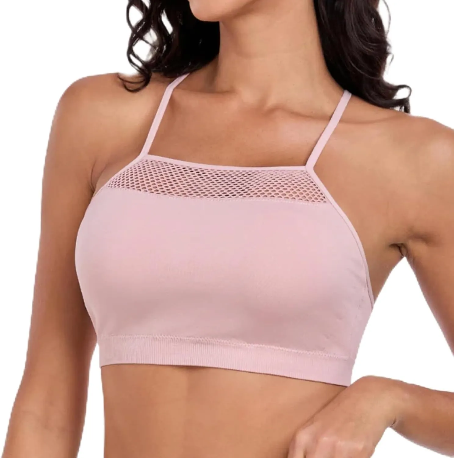 Coobie Women's Wireless Breeze Mesh Comfortable Racerback Bra 9170, No Underwire Seamless Push Up Everyday Bras