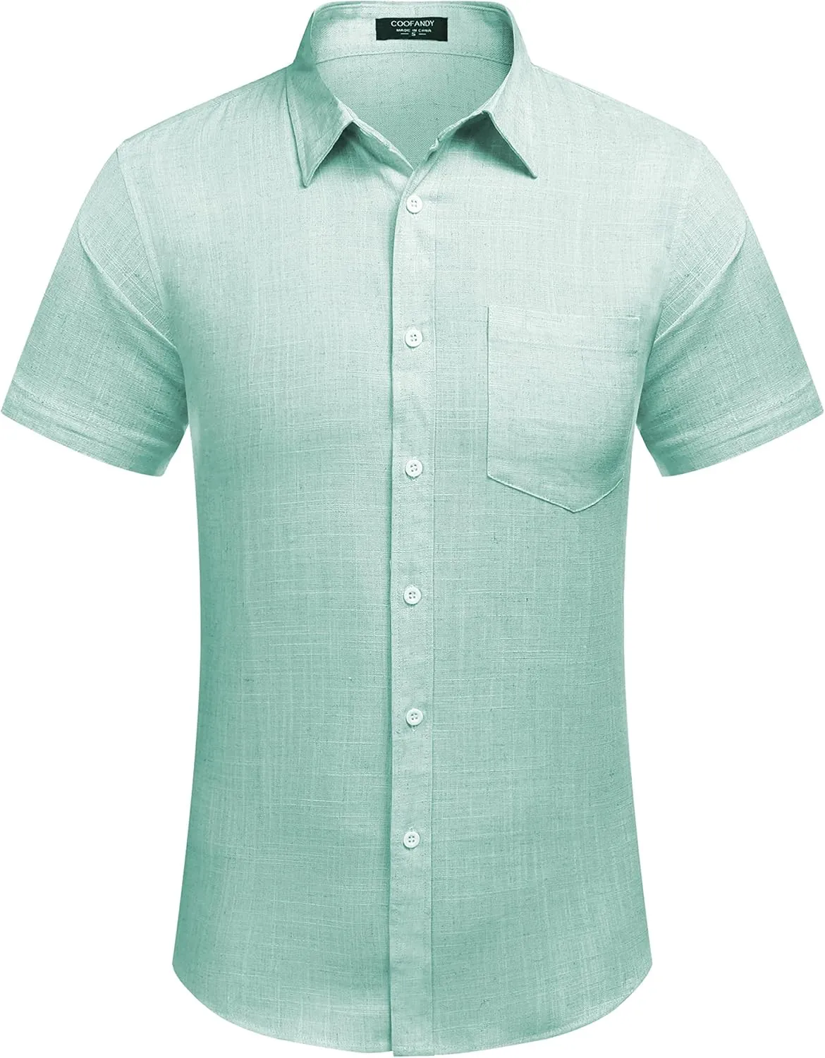 COOFANDY Men's Casual Button Down Shirts Short Sleeve Linen Shirts Summer Beach Dress Shirt