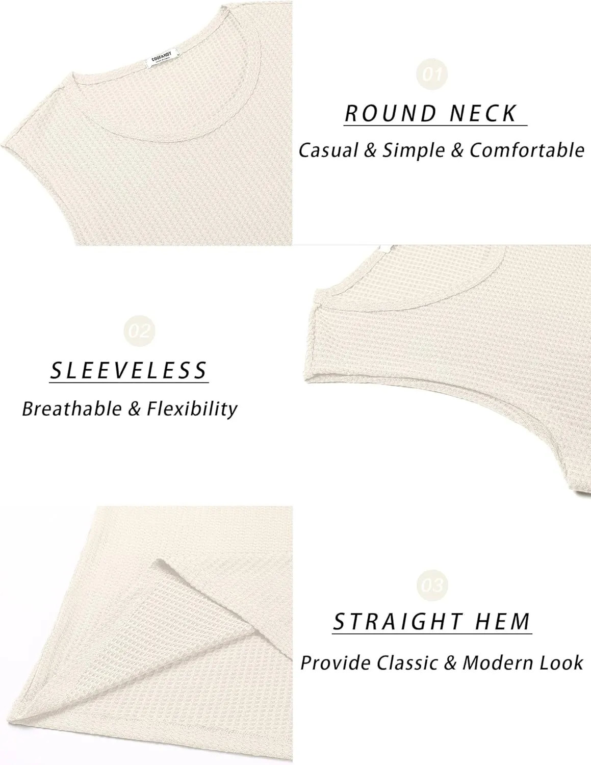 COOFANDY Mens Casual Tank Tops 2 Pack Waffle Knit Sleeveless Shirt Breathable Tank Shirts Summer Muscle Tee
