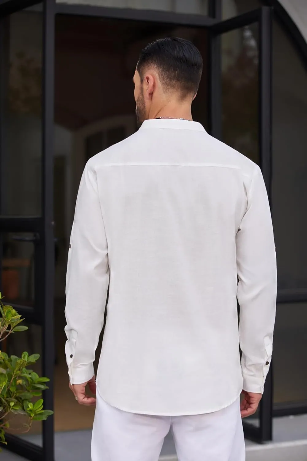 COOFANDY Men's Cotton Linen Henley Shirt Casual Beach Hippie Shirts Long Sleeve T-Shirts