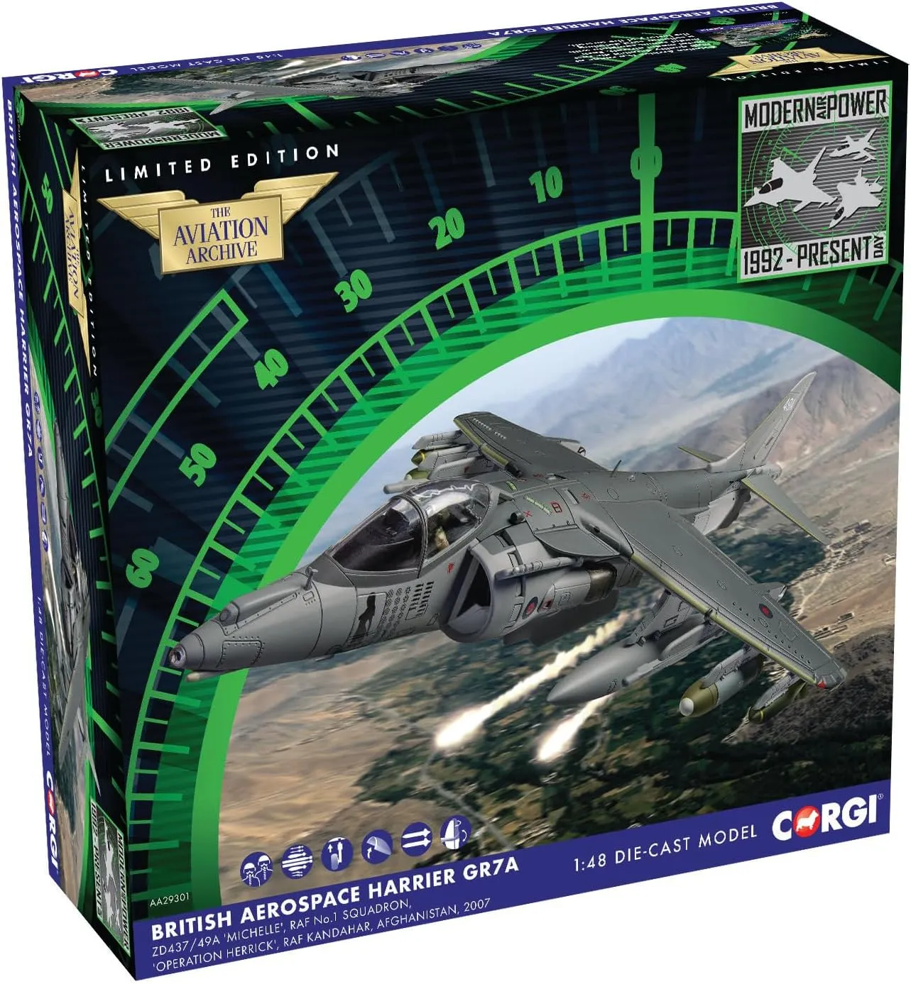 Corgi AA29301 BAe Harrier GR7A ZD437 49A Michelle RAF No1 Squadron Operati Aviation Diecast Model
