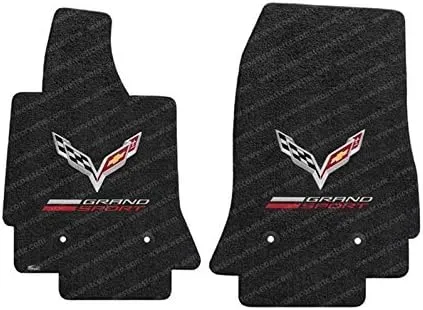 Corvette Grand Sport w/ Crossed Flags Floor Mats - Lloyds Mats : Fits C7 Grand Sport - Jet Black