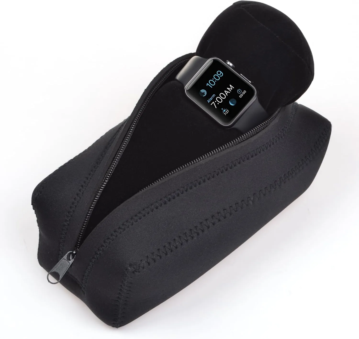 Cosmos Black Color Neoprene Watch and Bracelet Travel Storage Roll Bag with Black Removable Tube Velvet holder