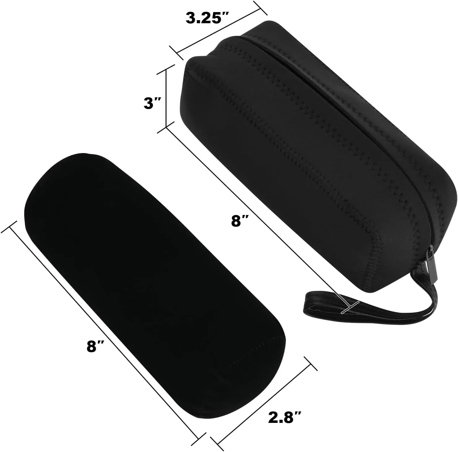 Cosmos Black Color Neoprene Watch and Bracelet Travel Storage Roll Bag with Black Removable Tube Velvet holder