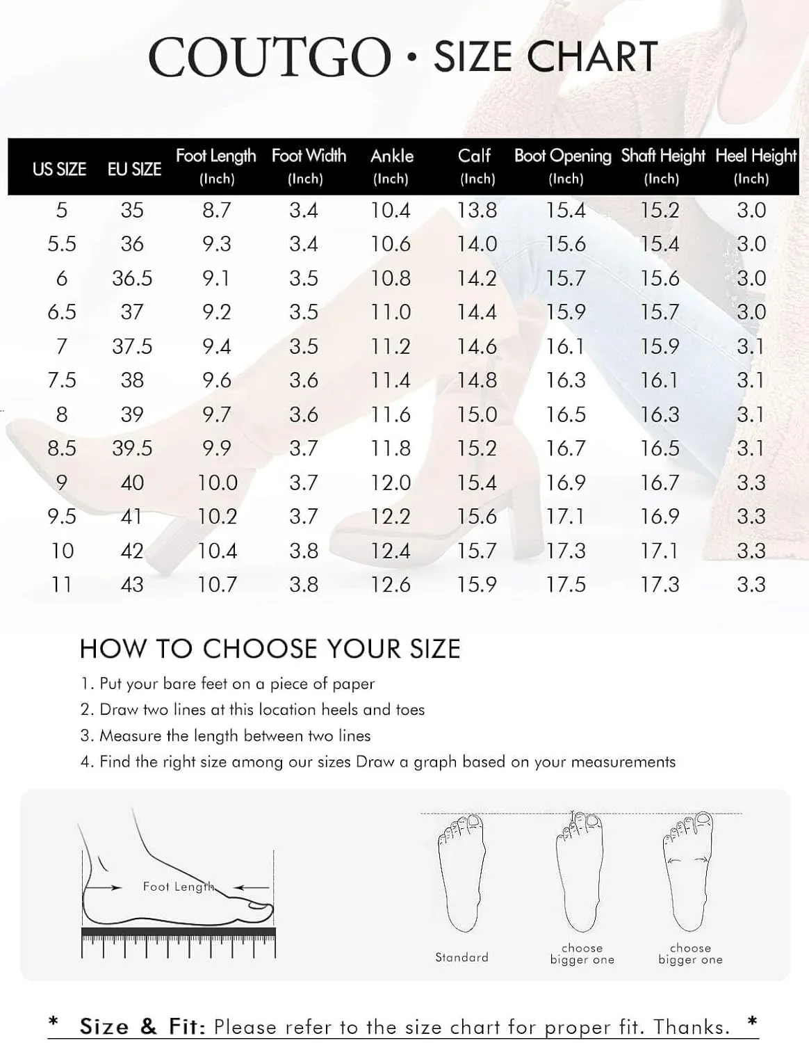 Coutgo Womens Knee High Boots Chunky Block Heels Square Toe Side Zipper Faux Suede Fall Winter Comfort Boot