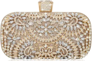 Covelin Women's Rhinestone Decorated Evening Bag, Tote Shoulder Crossbody Handbag with Chain