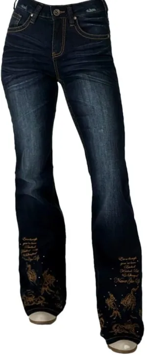 Cowgirl Tuff Western Jeans Womens Trouser High Waist Dark Wash JTFATR