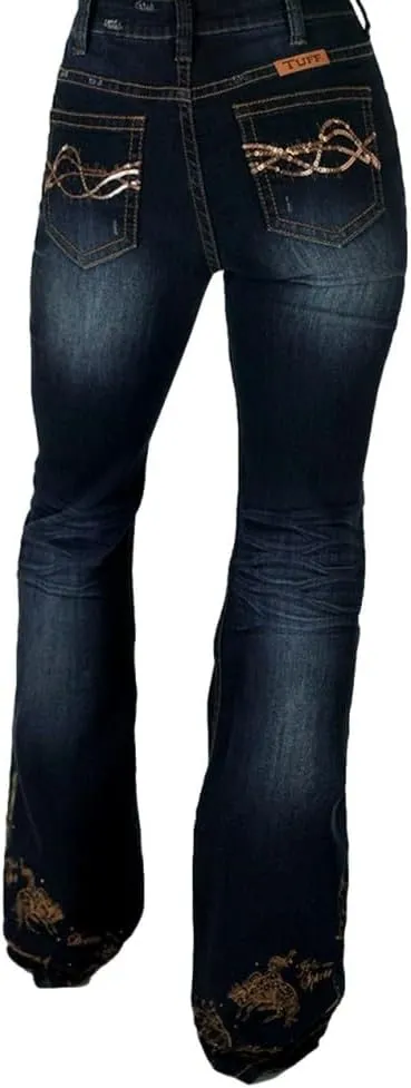 Cowgirl Tuff Western Jeans Womens Trouser High Waist Dark Wash JTFATR