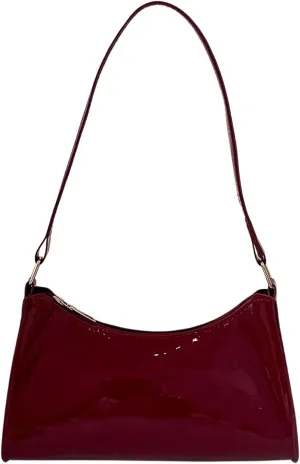 COZYEASE Women's Shiny Patent Leather Shoulder Bag Zipper Top Handle Purse Handbags Trendy Evening Bag