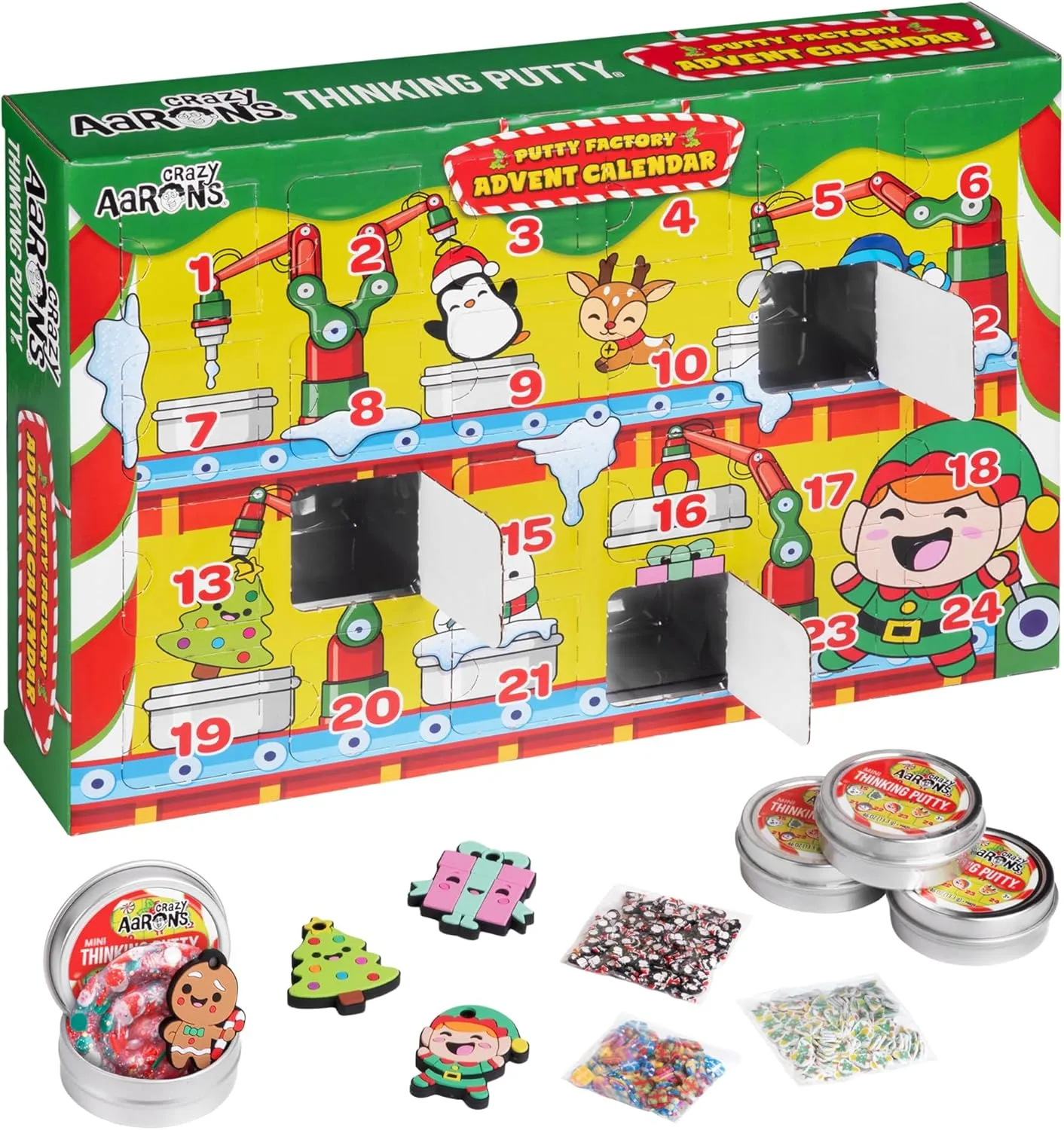 Crazy Aaron’s Putty Advent Calendar 2024 Kids - Putty Slime kit for Girls and Boys Ages 8-12 DIY - Crazy Aaron’s Thinking Putty® - Made in The USA