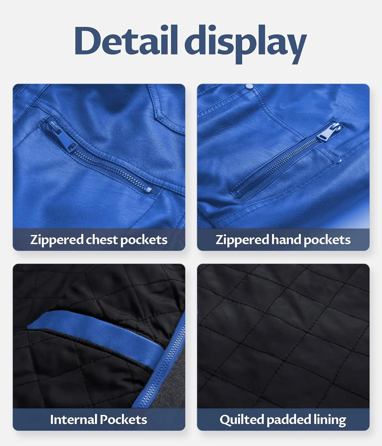 CREATMO US Men's Faux Leather Jacket Motorcycle Jacket Waterproof Windproof PU Moto Vintage Bomber Hoodie with Removable Hood