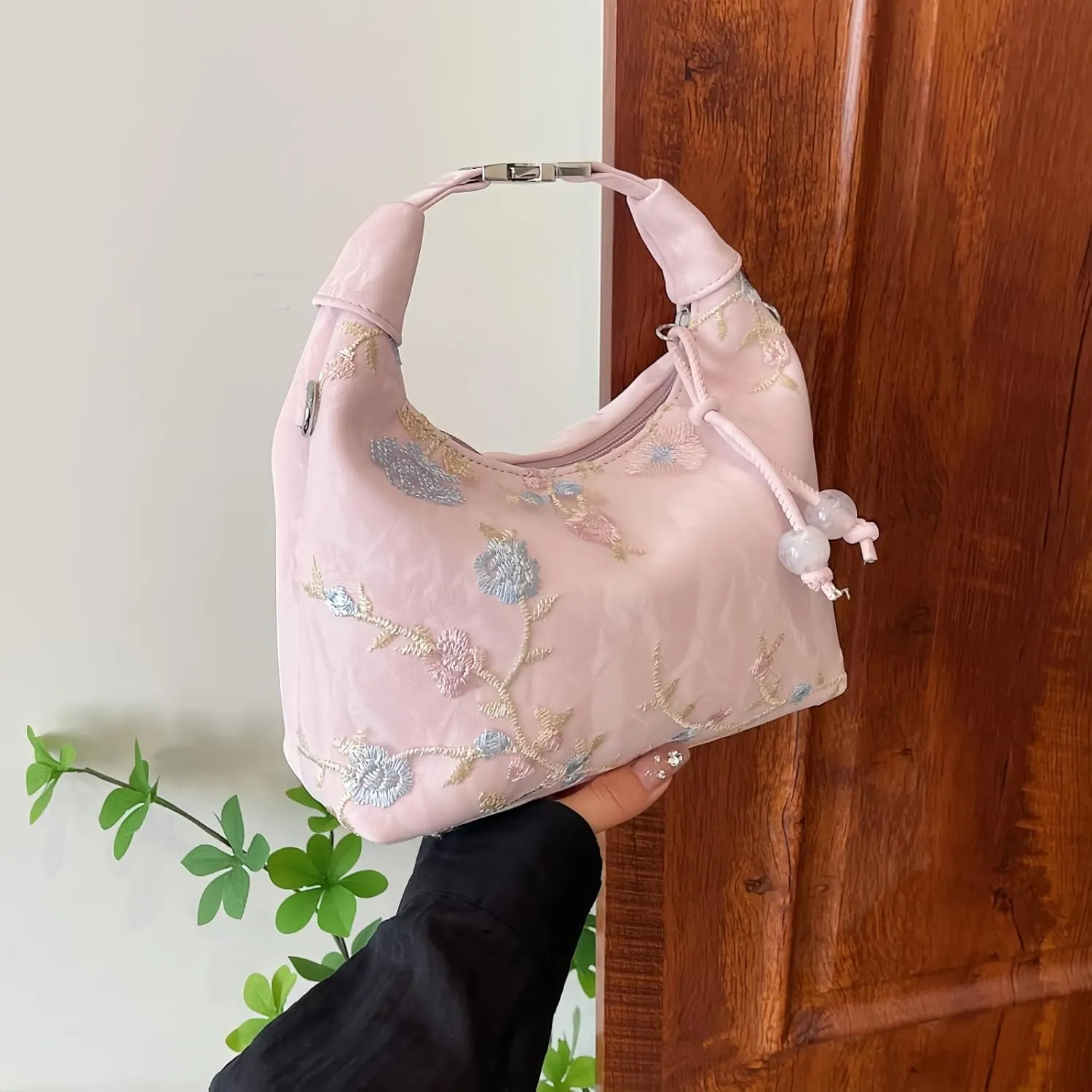 Crescent Crossbody Shoulder Bag, Tote Handbag for Women, Sling Hobo Purse with Chain Strap