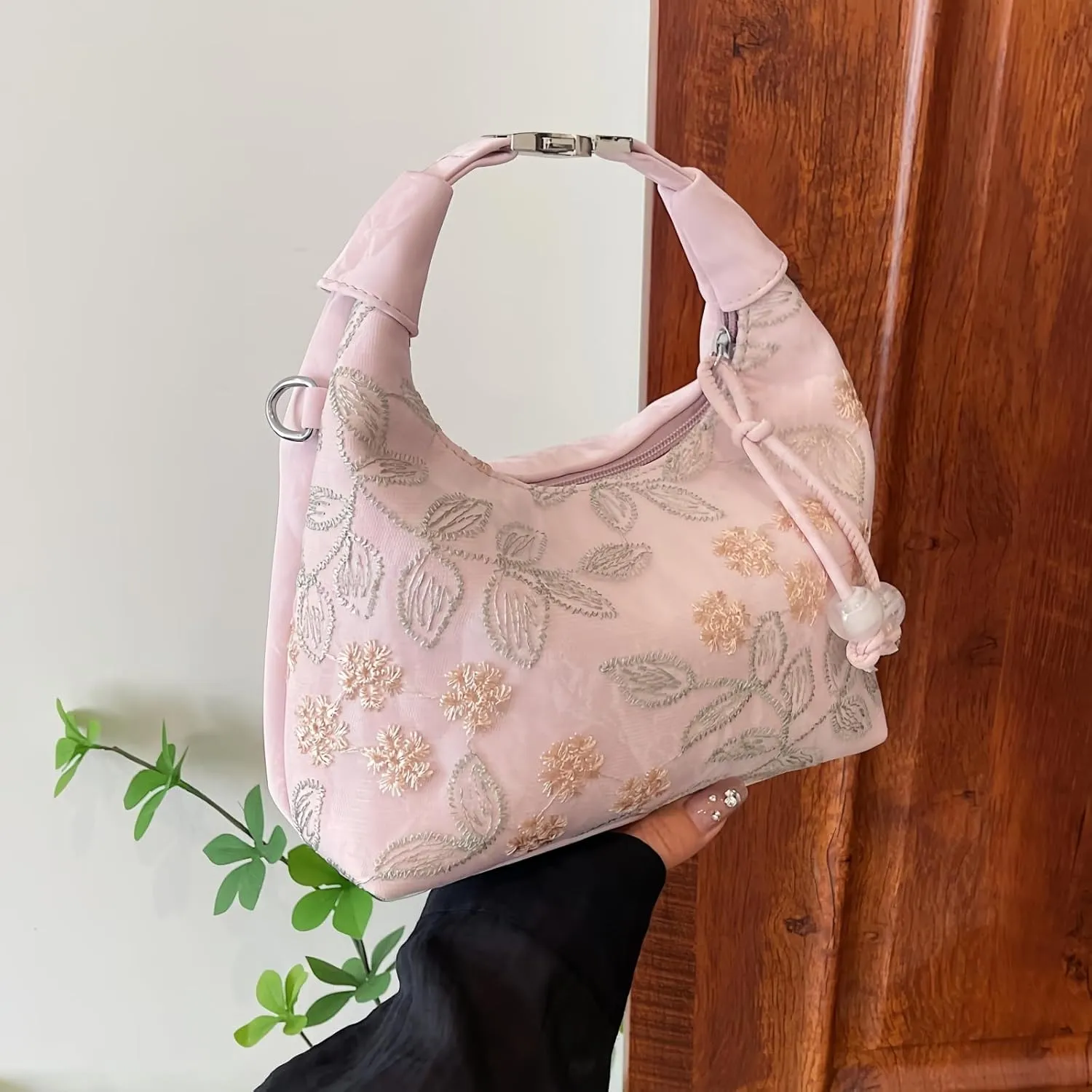 Crescent Crossbody Shoulder Bag, Tote Handbag for Women, Sling Hobo Purse with Chain Strap