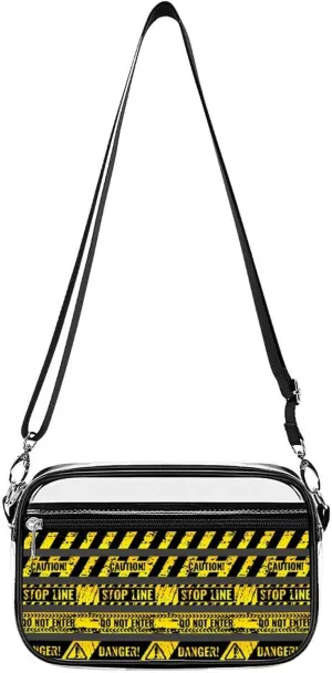 Crime Accident Scene Caution Warning Police Clear Purse Messenger Bag Crossbody Bags with Adjustable Shoulder Strap Front Pocket