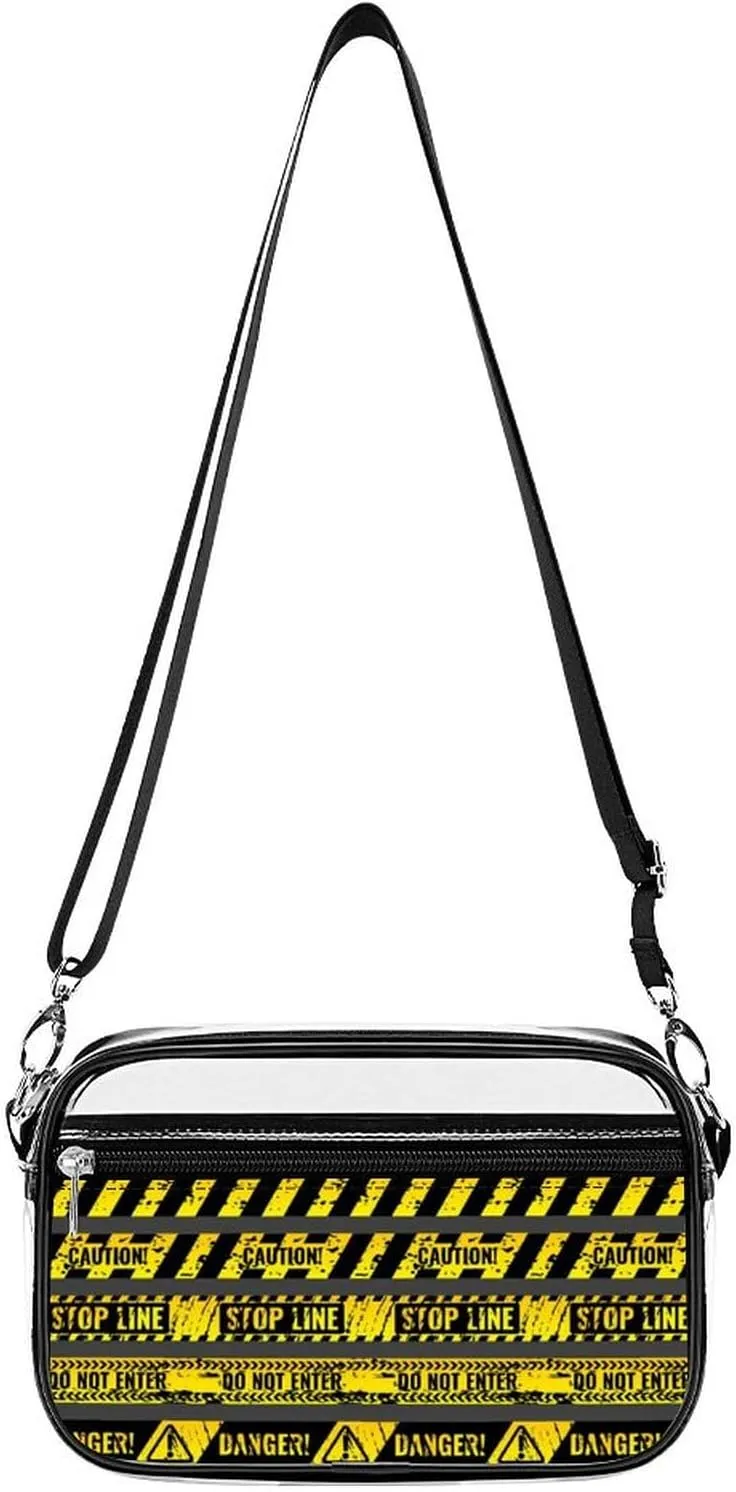 Crime Accident Scene Caution Warning Police Clear Purse Messenger Bag Crossbody Bags with Adjustable Shoulder Strap Front Pocket