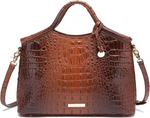 Crocodile Pattern Gradient Top Handle Satchel Large Capacity Tote Bag Casual Versatile Commuter Bag Leather