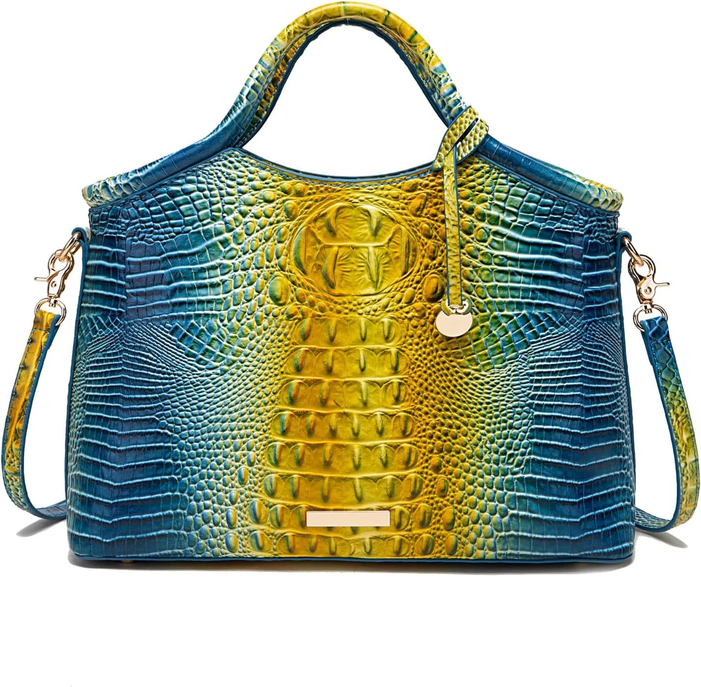 Crocodile Pattern Gradient Top Handle Satchel Large Capacity Tote Bag Casual Versatile Commuter Bag Leather