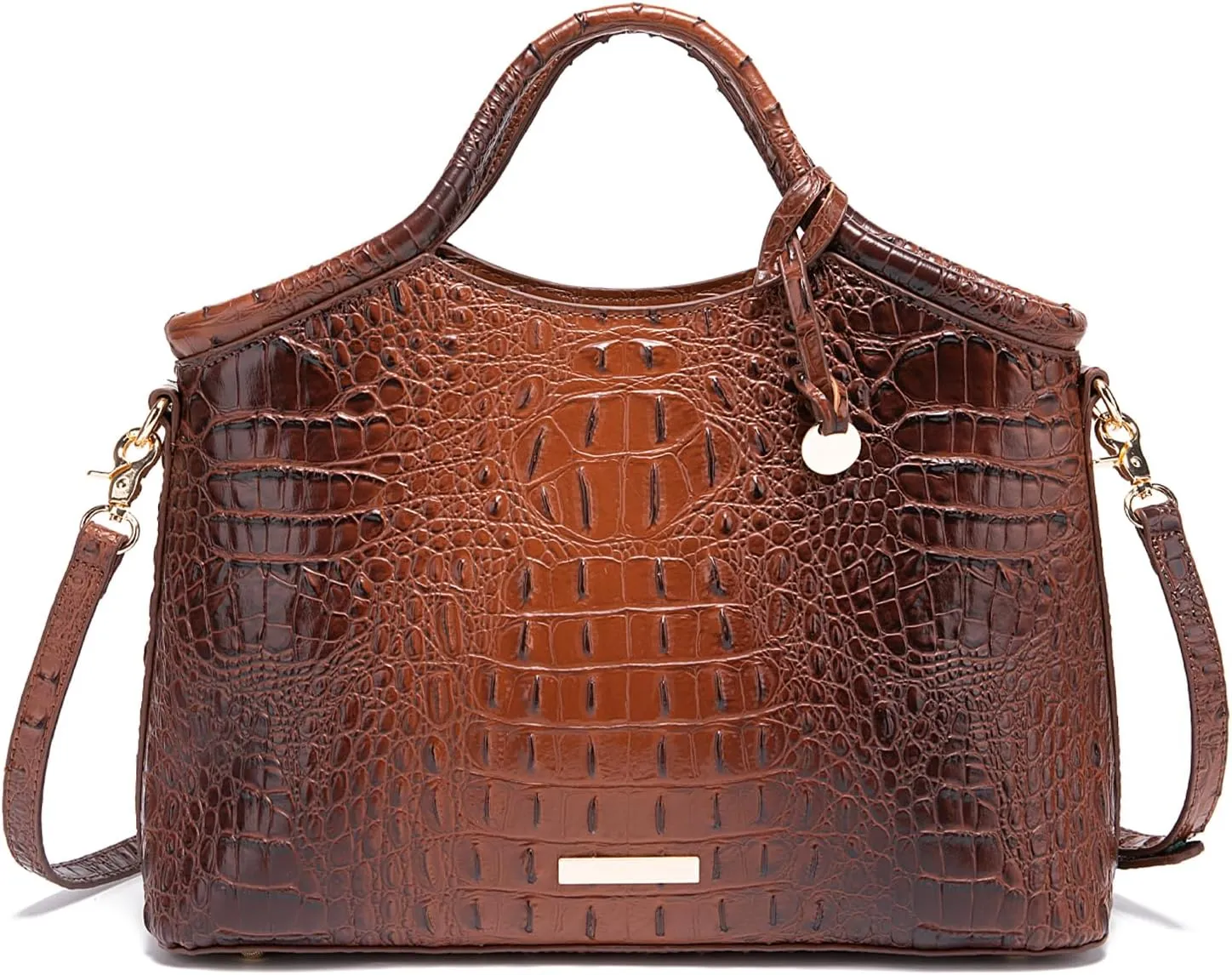 Crocodile Pattern Gradient Top Handle Satchel Large Capacity Tote Bag Casual Versatile Commuter Bag Leather