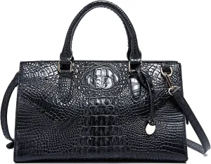 Crocodile Pattern Gradient Top Handle Satchel Large Capacity Tote Bag