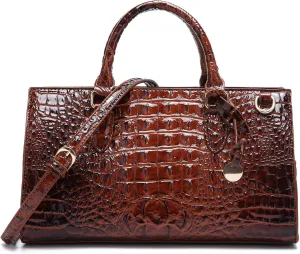 Crocodile Pattern Gradient Top Handle Satchel Large Capacity Tote Bag