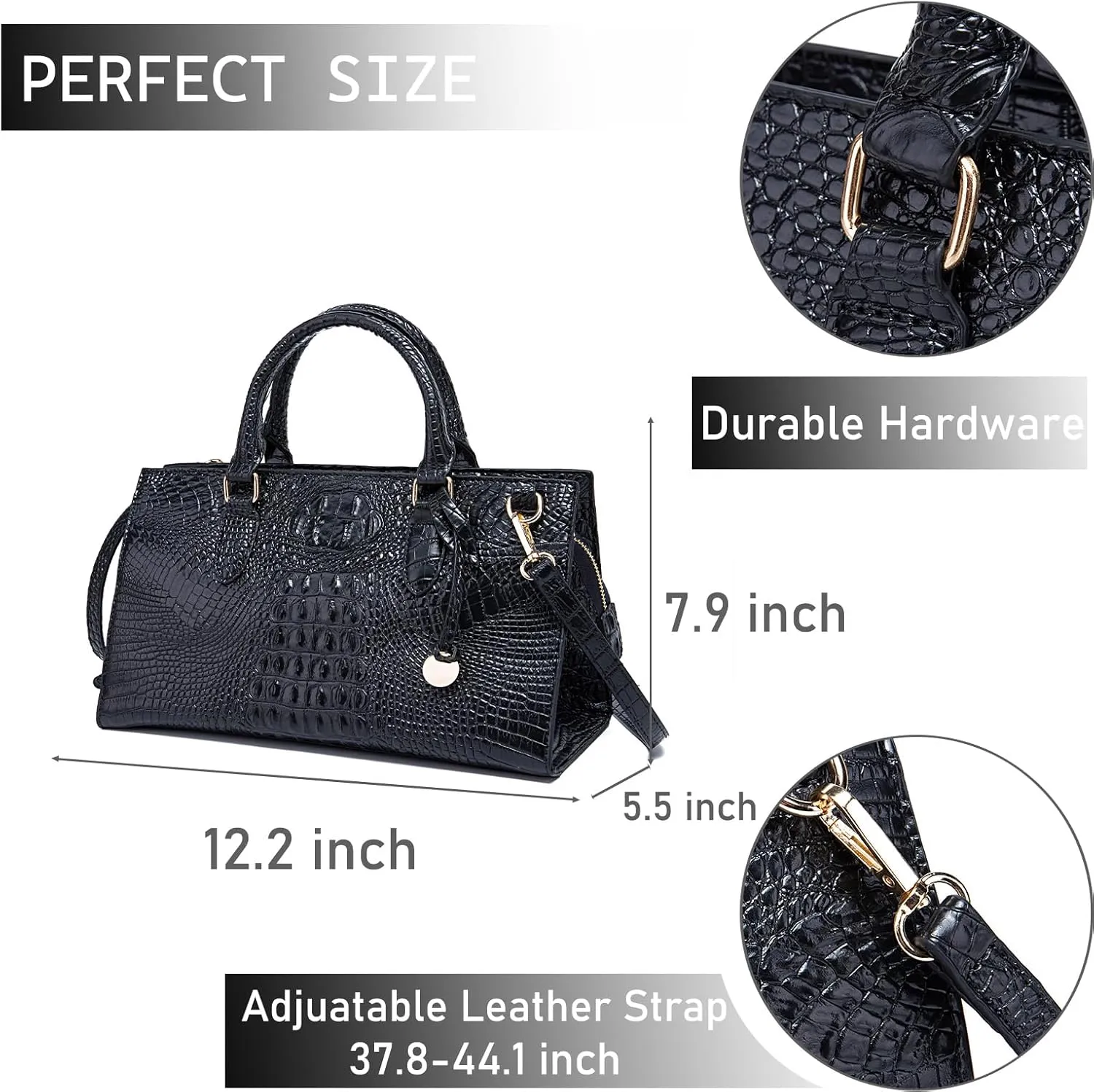Crocodile Pattern Gradient Top Handle Satchel Large Capacity Tote Bag