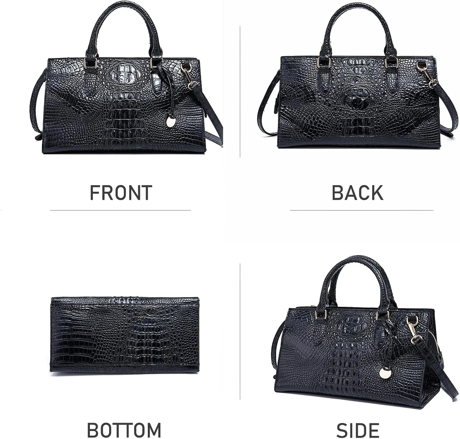 Crocodile Pattern Gradient Top Handle Satchel Large Capacity Tote Bag