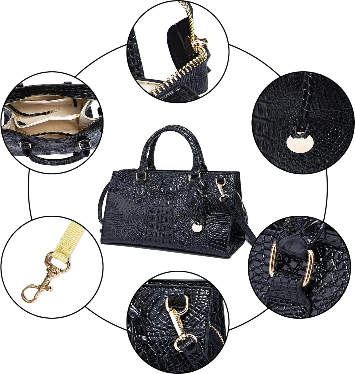 Crocodile Pattern Gradient Top Handle Satchel Large Capacity Tote Bag